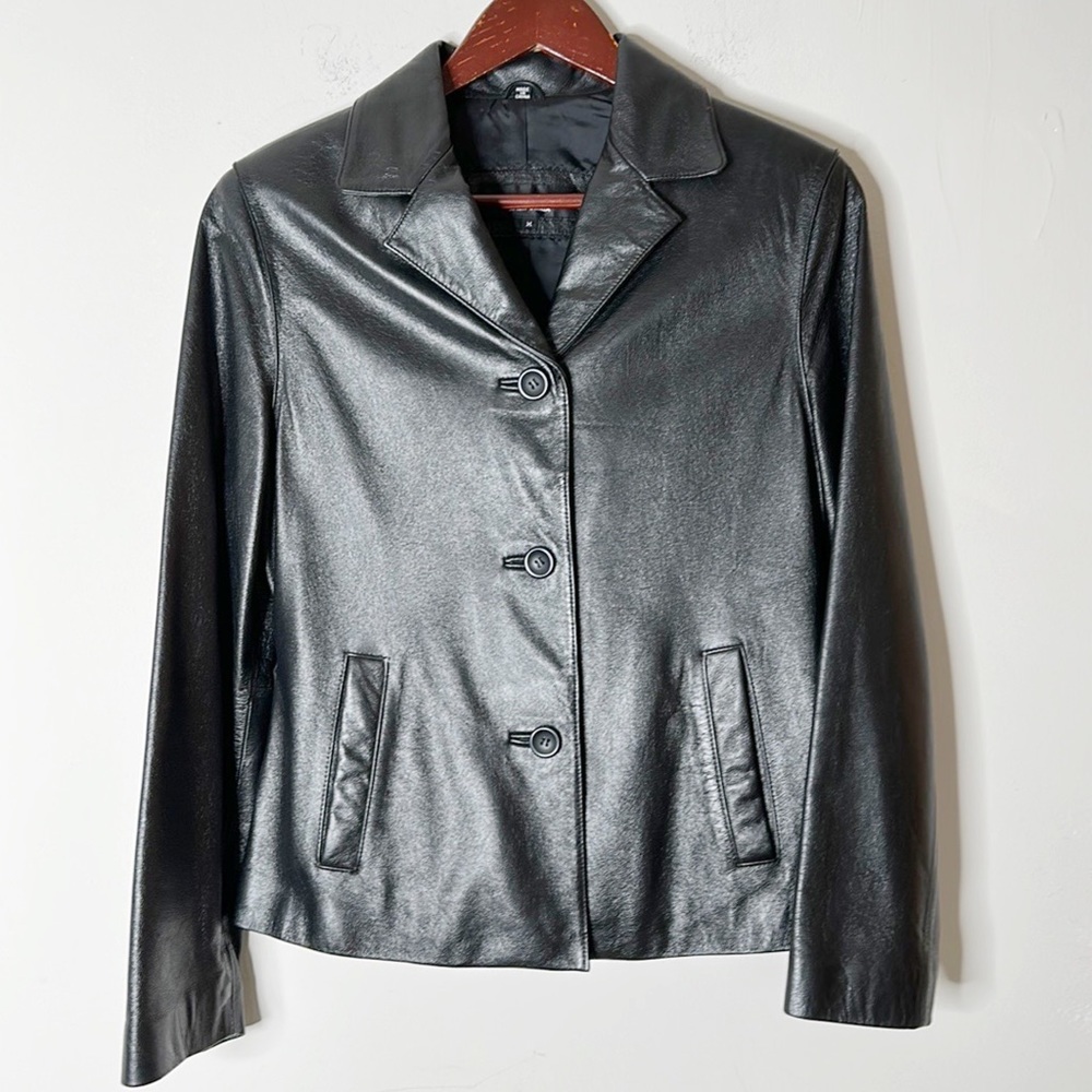 California Beyond Sport 💯 Leather Black Jacket Coat women size Medium